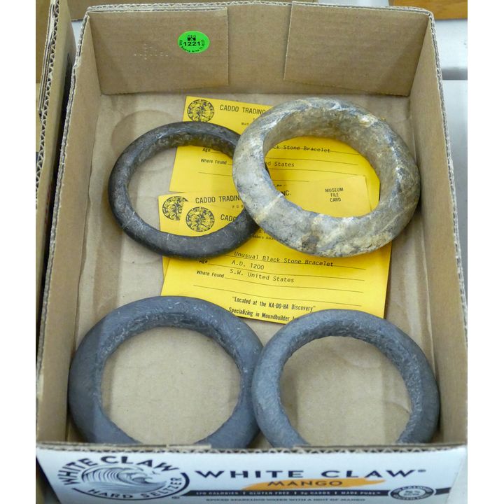 Box 4pc Ancient Stone Carved Bracelets