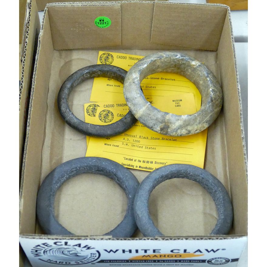 Box 4pc Ancient Stone Carved Bracelets