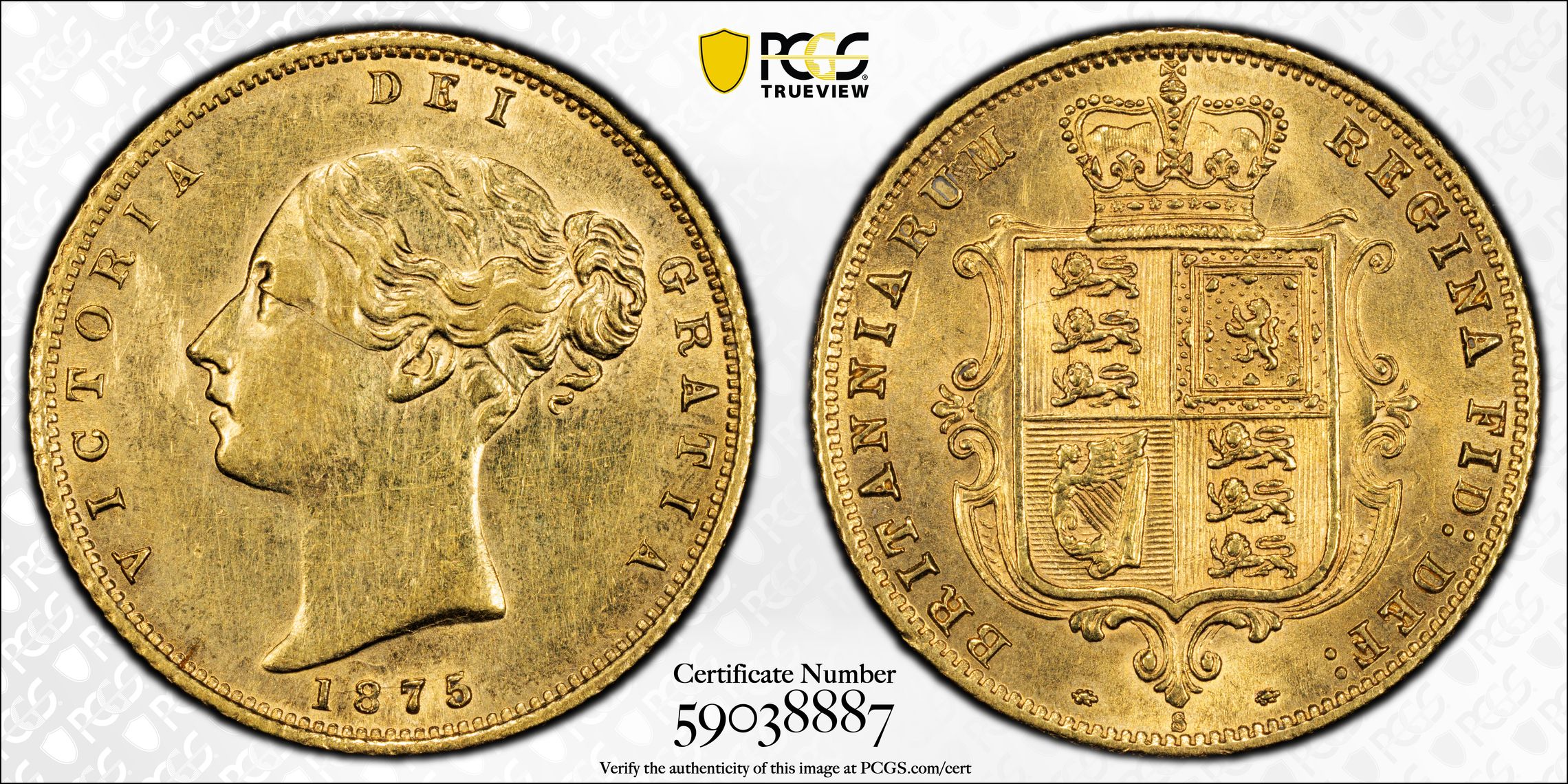 Victoria, Half Sovereign, 1875-S, PCGS AU55