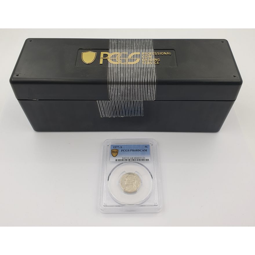 PCGS Storage Container & Graded US 5c Coin