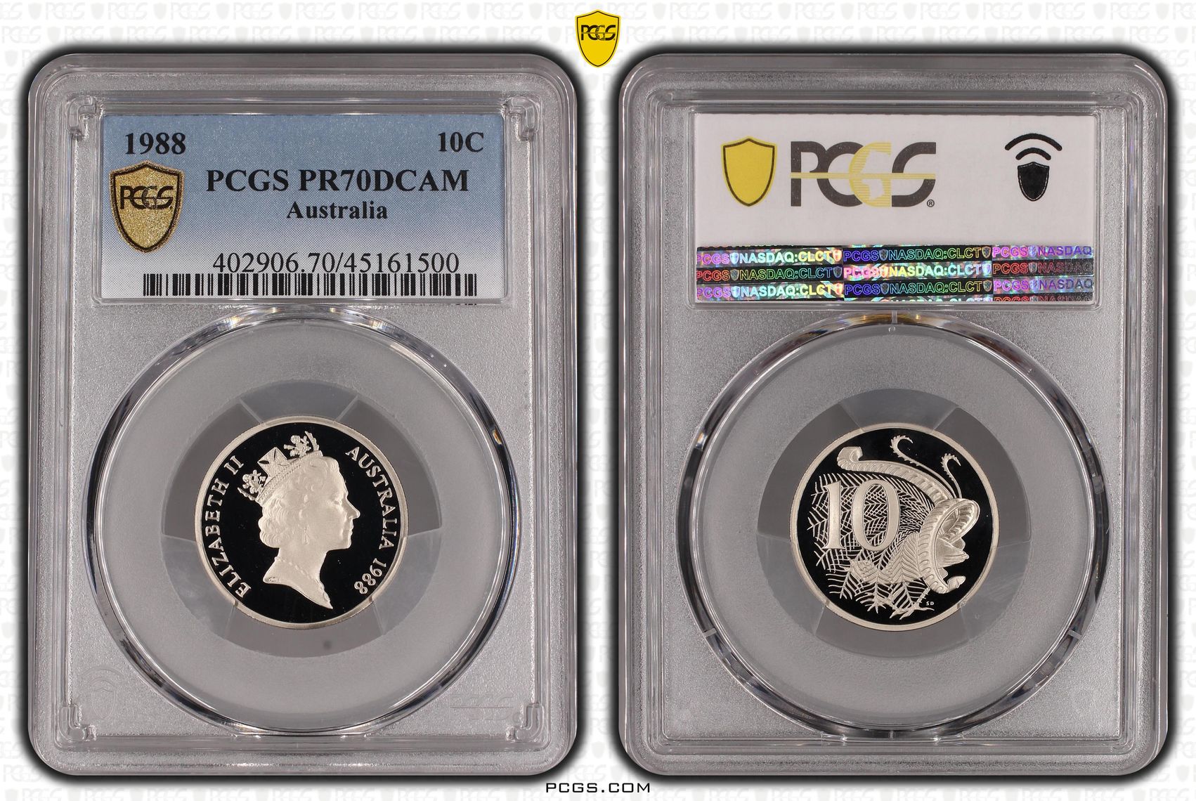 1988 Australia Ten Cent, 10c PCGS - PR70DCAM POP 9/0 -500