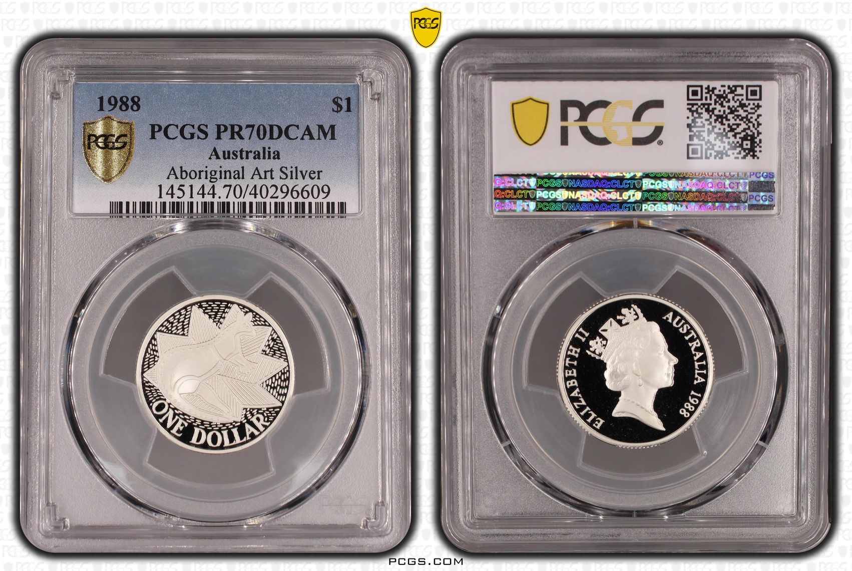 Aboriginal Art Ag, One Dollar, 1988, PCGS PR70DCAM
