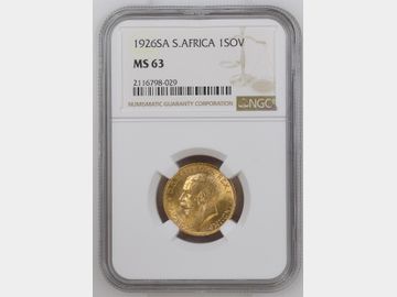 1926 GEORGE V SOUTH AFRICA GOLD SOVEREIGN MS63