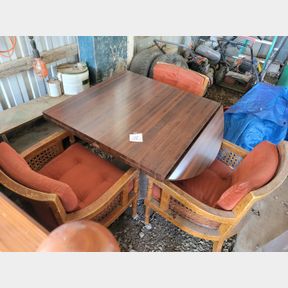 Square/Round Vintage Drop Leaf Table and 3 Chairs