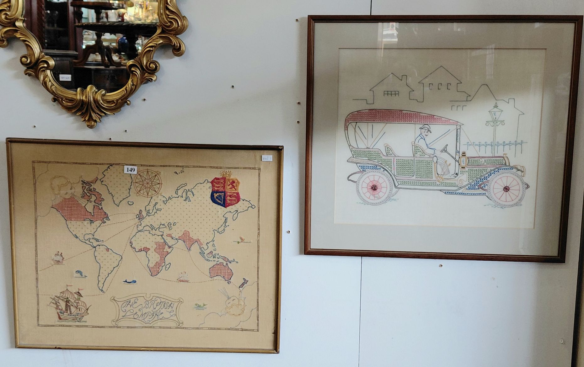 149 · 2 FRAMED EMBROIDERIES