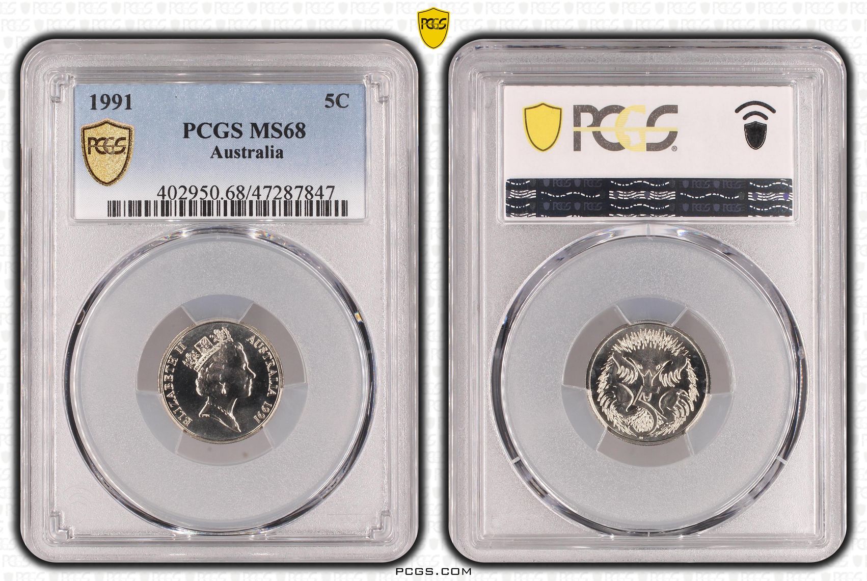 21 · Elizabeth II, Five Cent, 1991, PCGS MS68