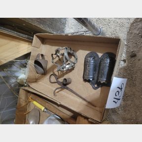Antique cookie cutter, wall pocket and other items