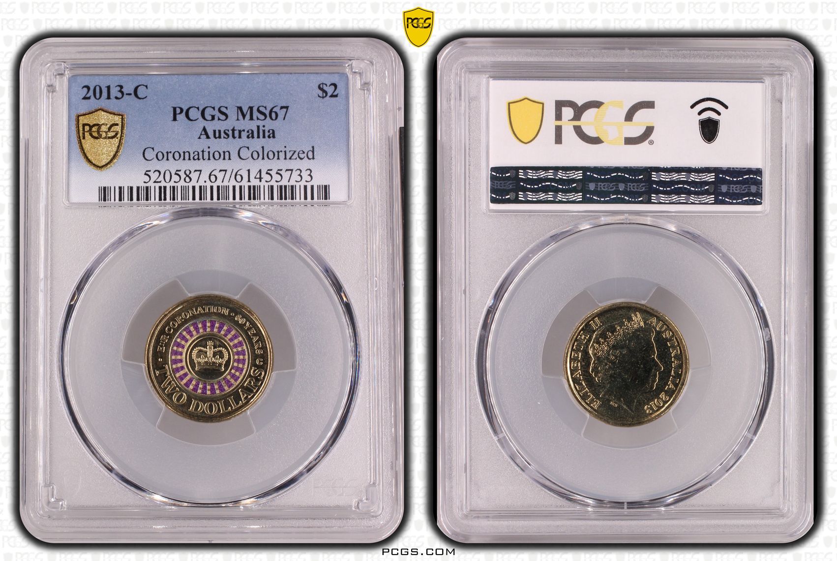 Coronation Colourised, Two Dollar, 2013-C, PCGS MS67
