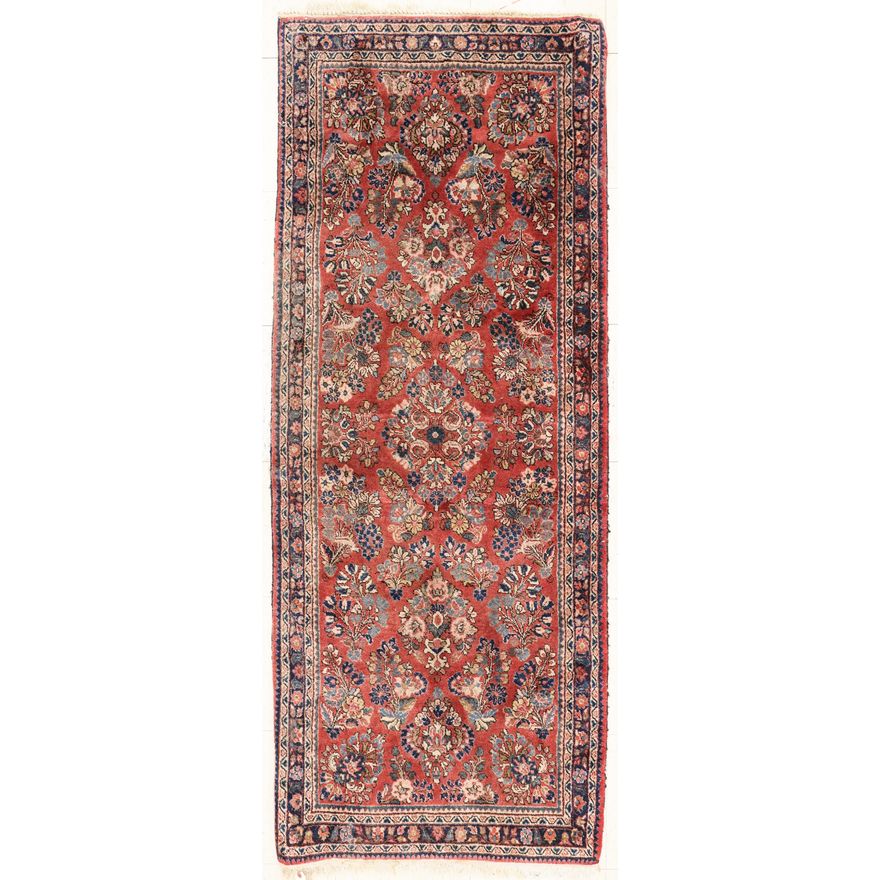 Semi Antique Persian Sarouk Small Runner Rug 2'6''x6'3'