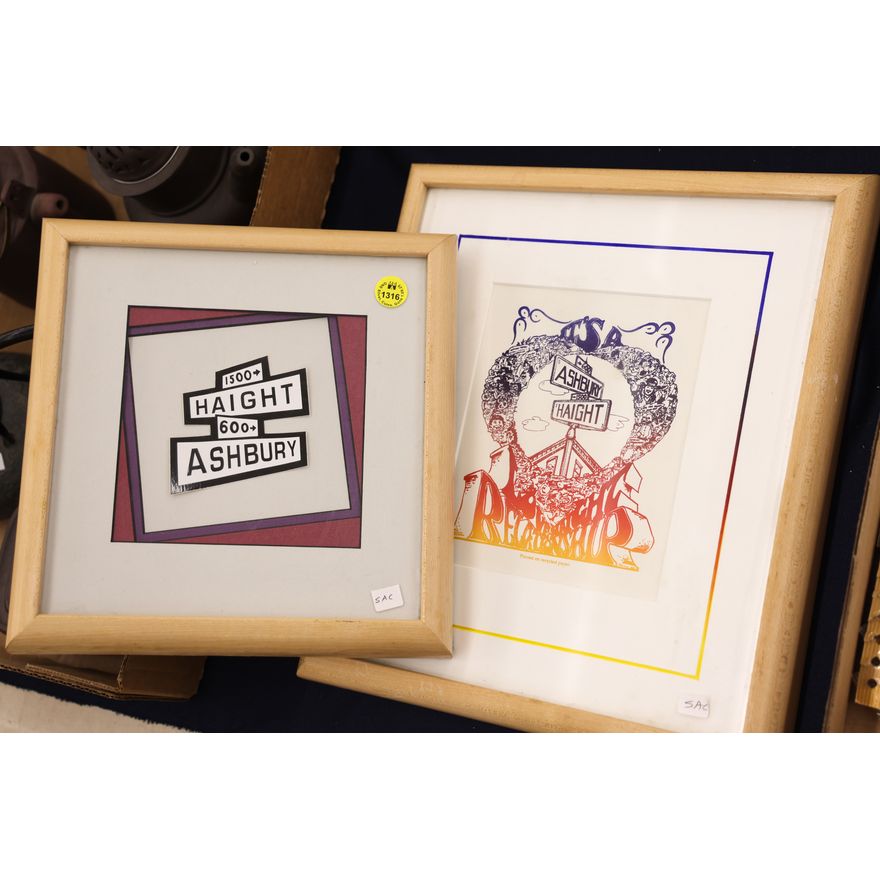 2pc Haight Ashbury Framed Prints 13''x11'' Largest