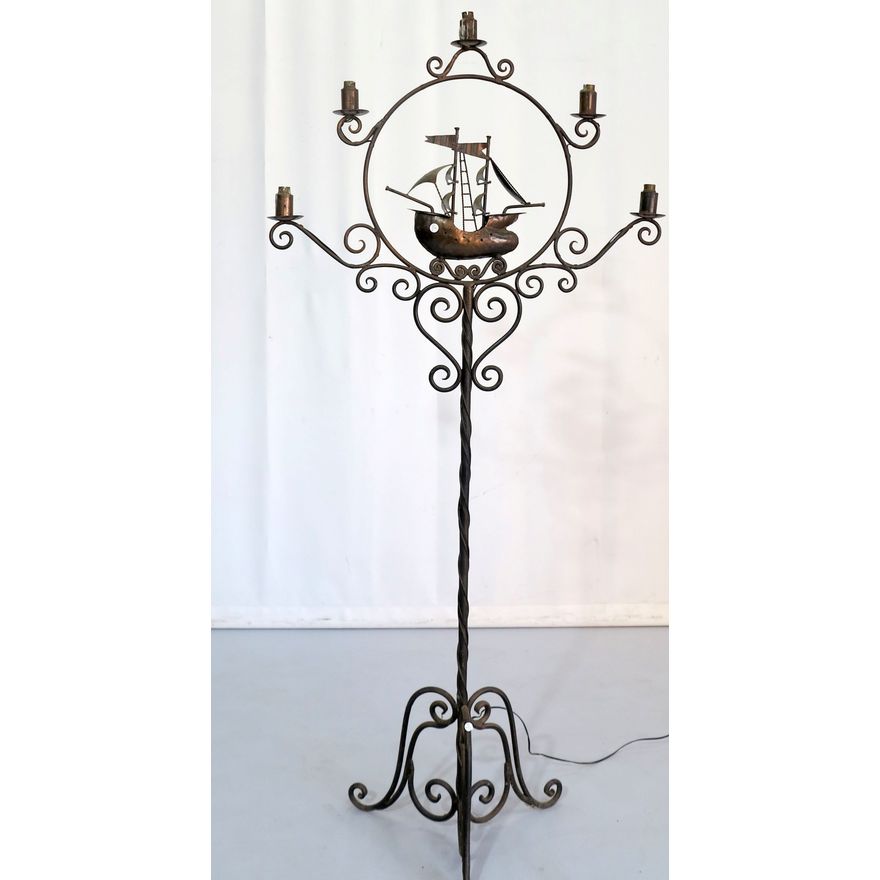 STEEL FIVE-LIGHT STANDARD LAMP