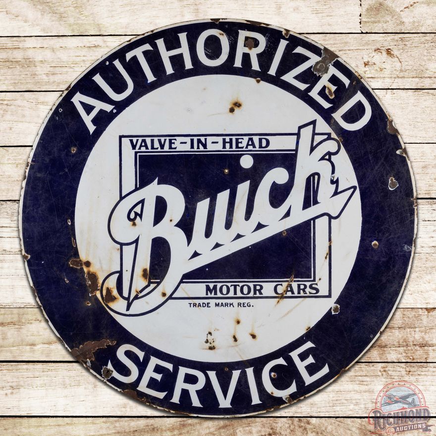 Buick Valve in Head Authorized Service 42" Single Sided Porcelain Sign