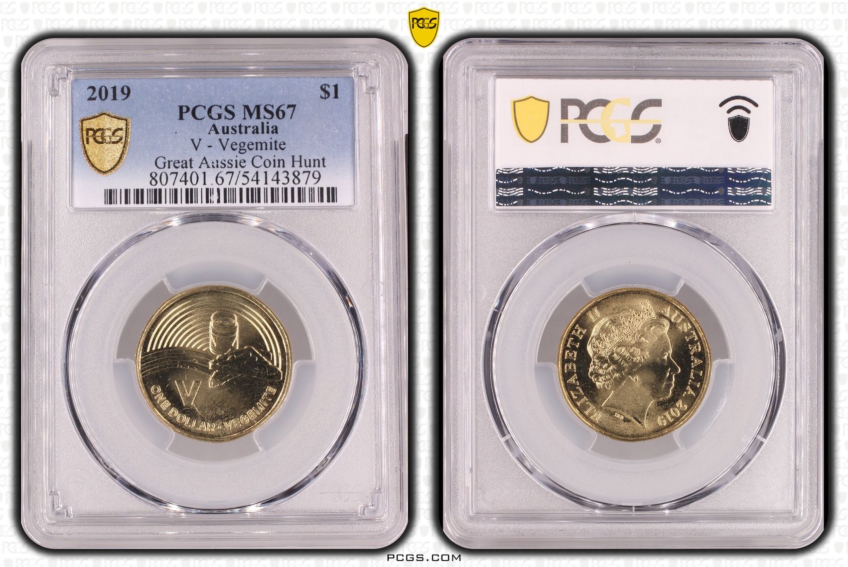 276 · V - Vegemite Great Aussie Coin Hunt, POP 6/0, One Dollar, 2019, PCGS MS67