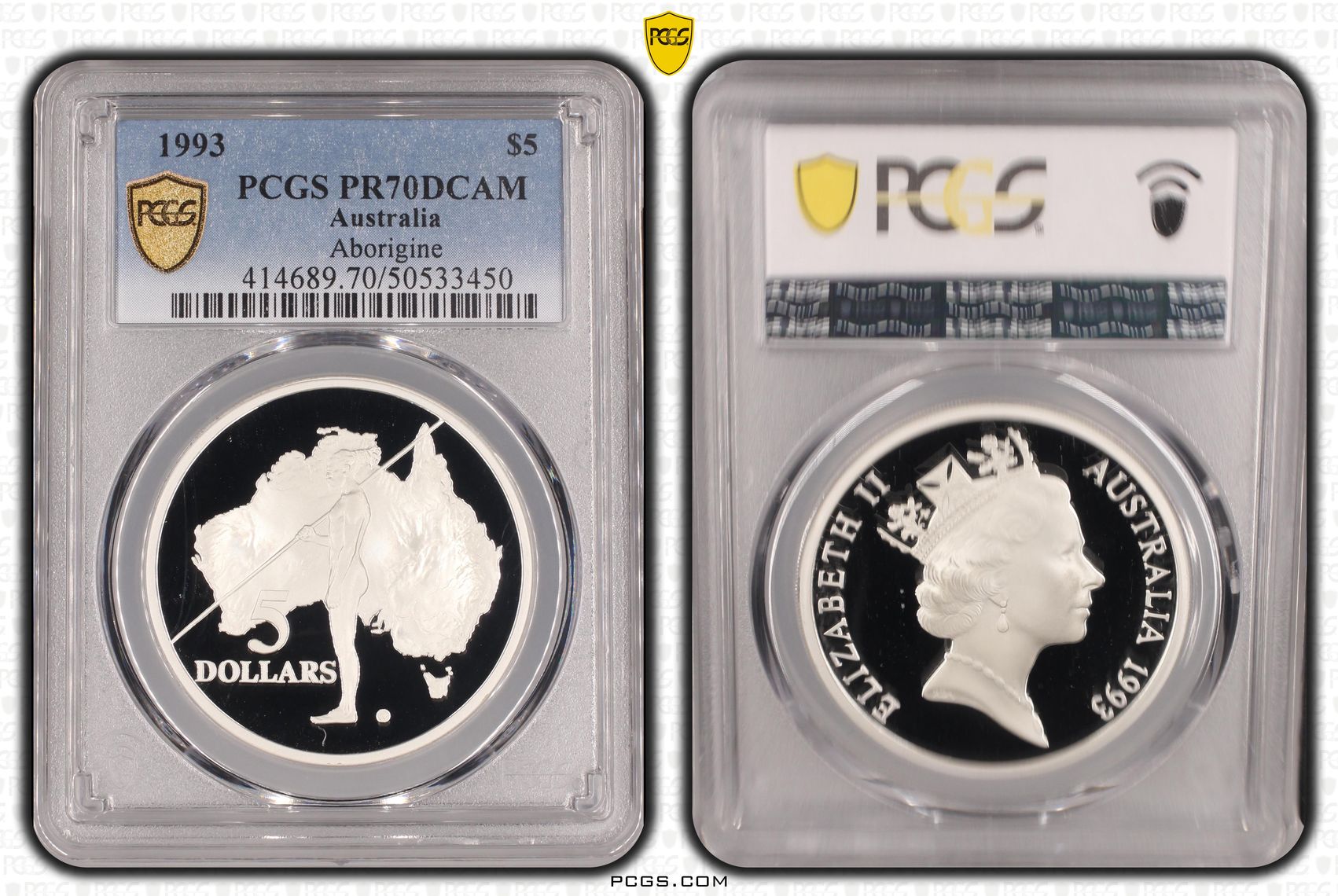 Aborigine POP 18/0, Five Dollar, 1993, PCGS PR70DCAM