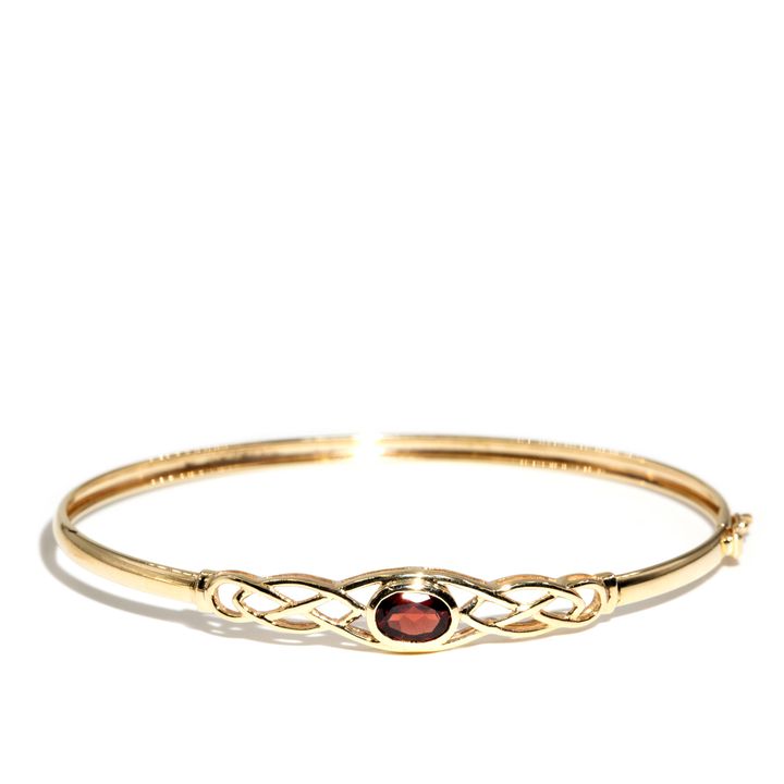 9 Carat Gold Garnet Bangle,
