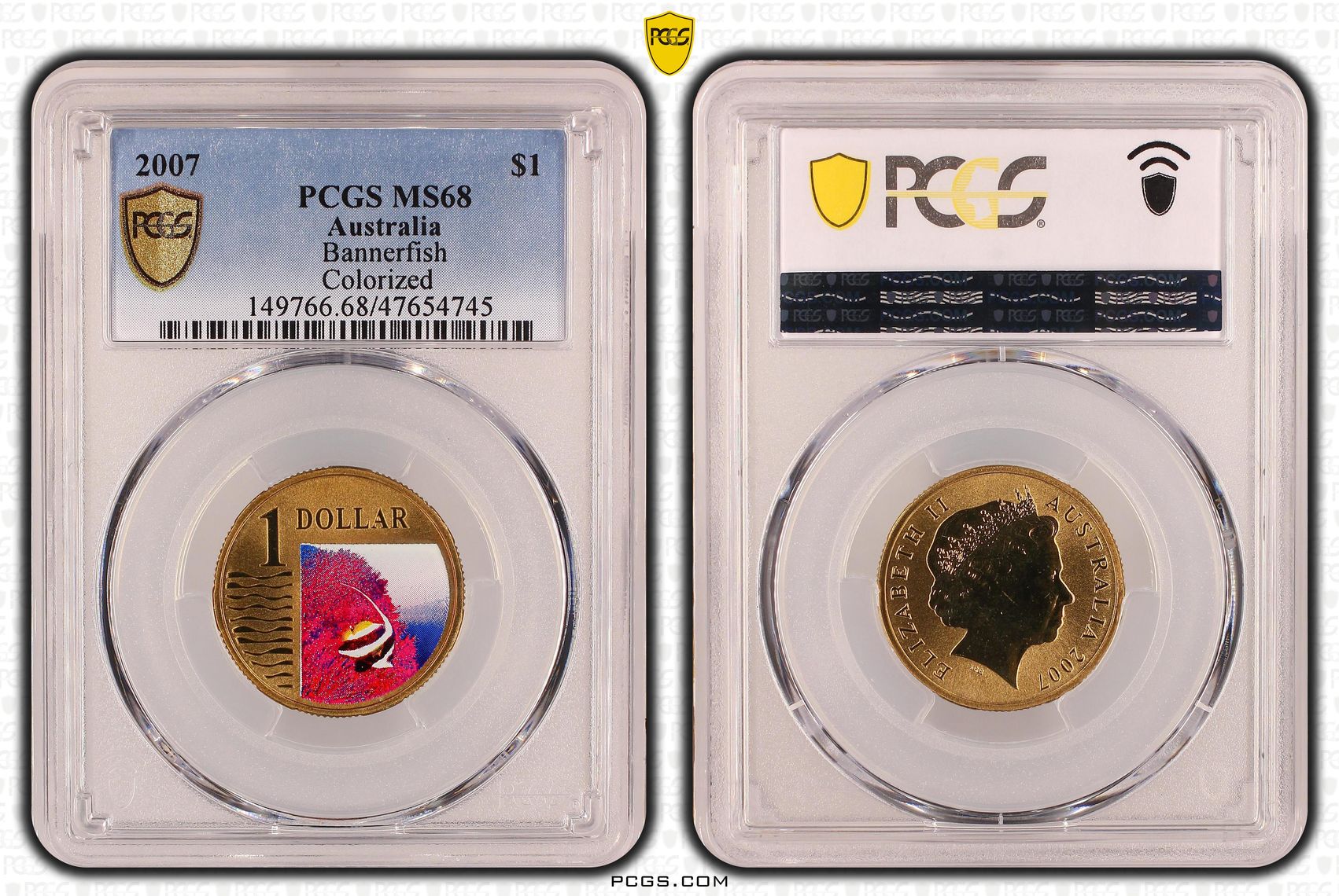 Elizabeth II, Bannerfish, One Dollar, 2007, PCGS MS68