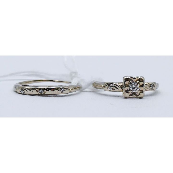 Ladies 14k Diamond Engagement Ring Set Size 6 - 3.59 Grams