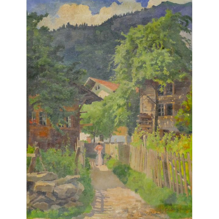 Eduard Schild (1878-1944 Swiss) ''Brienz'' 1906 Oil on Canvas 21''x16''