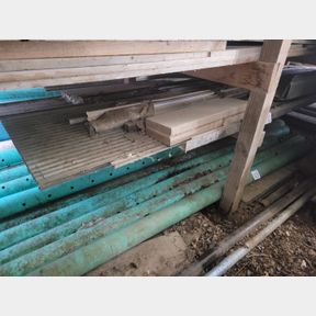 7 Sheets of new tin, other metals, possibly roof cap or corner pieces