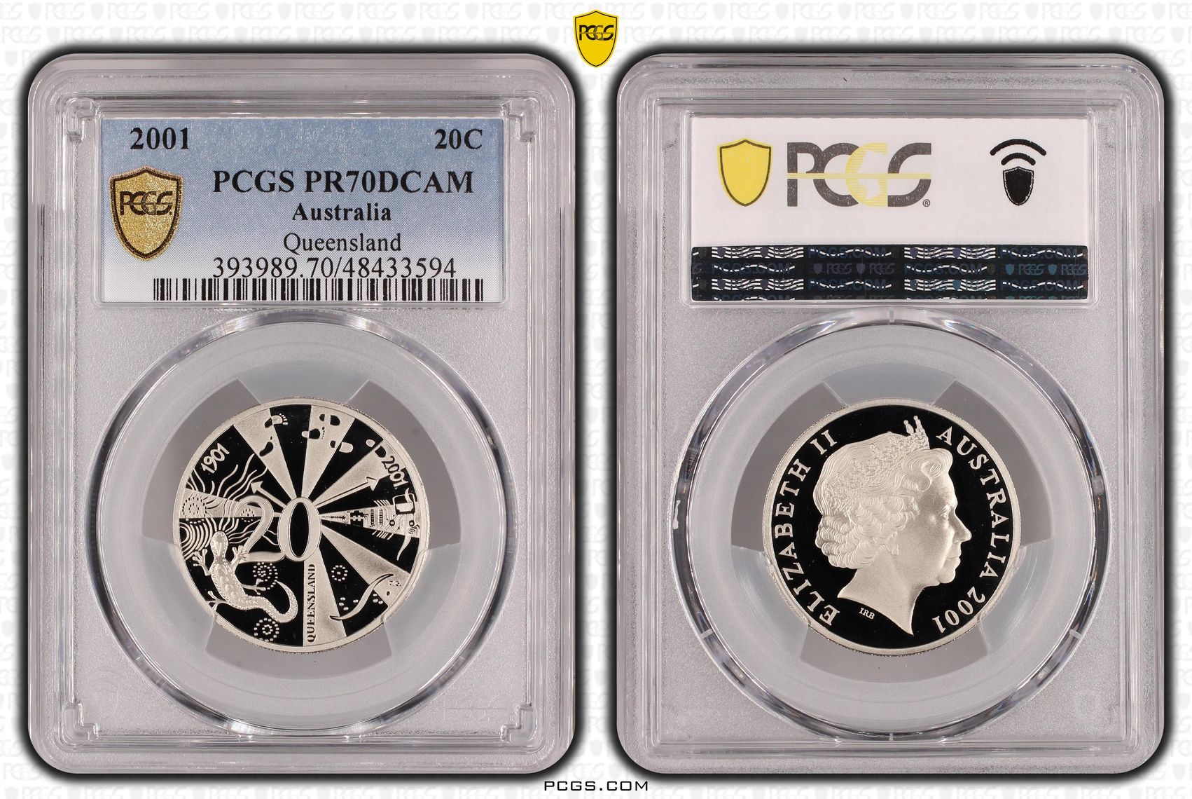 Elizabeth II, Queensland, Twenty Cent, 2001, PCGS PR70DCAM