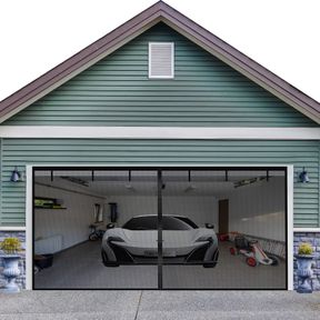 16.3*8.15FT GARAGE DOOR SCREEN FOR 2 CAR GARAGE 16X8FT- GARAGE SCREEN DOOR, HEAVY DUTY FIBERGLASS MESH ,HIGH ENERGY MAGNETS ,HANDS