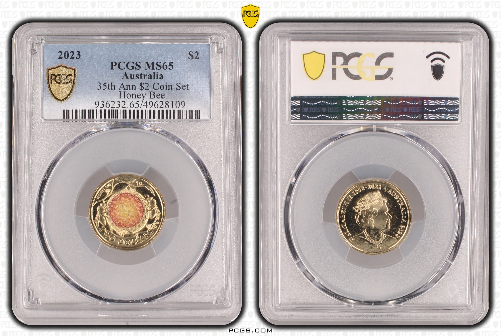 35th Ann $2 Coin Set Colorized Honey Bee , Two Dollar, 2023, PCGS MS65