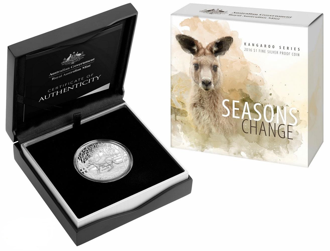 2016 RAM $1 Kangaroo Series Seasons Change Silver Proof Coin - Box & COA