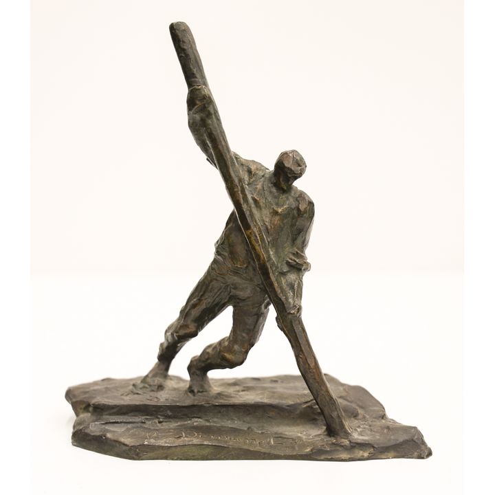 Victor Demanet ''Man at Work'' Bronze Sculpture
