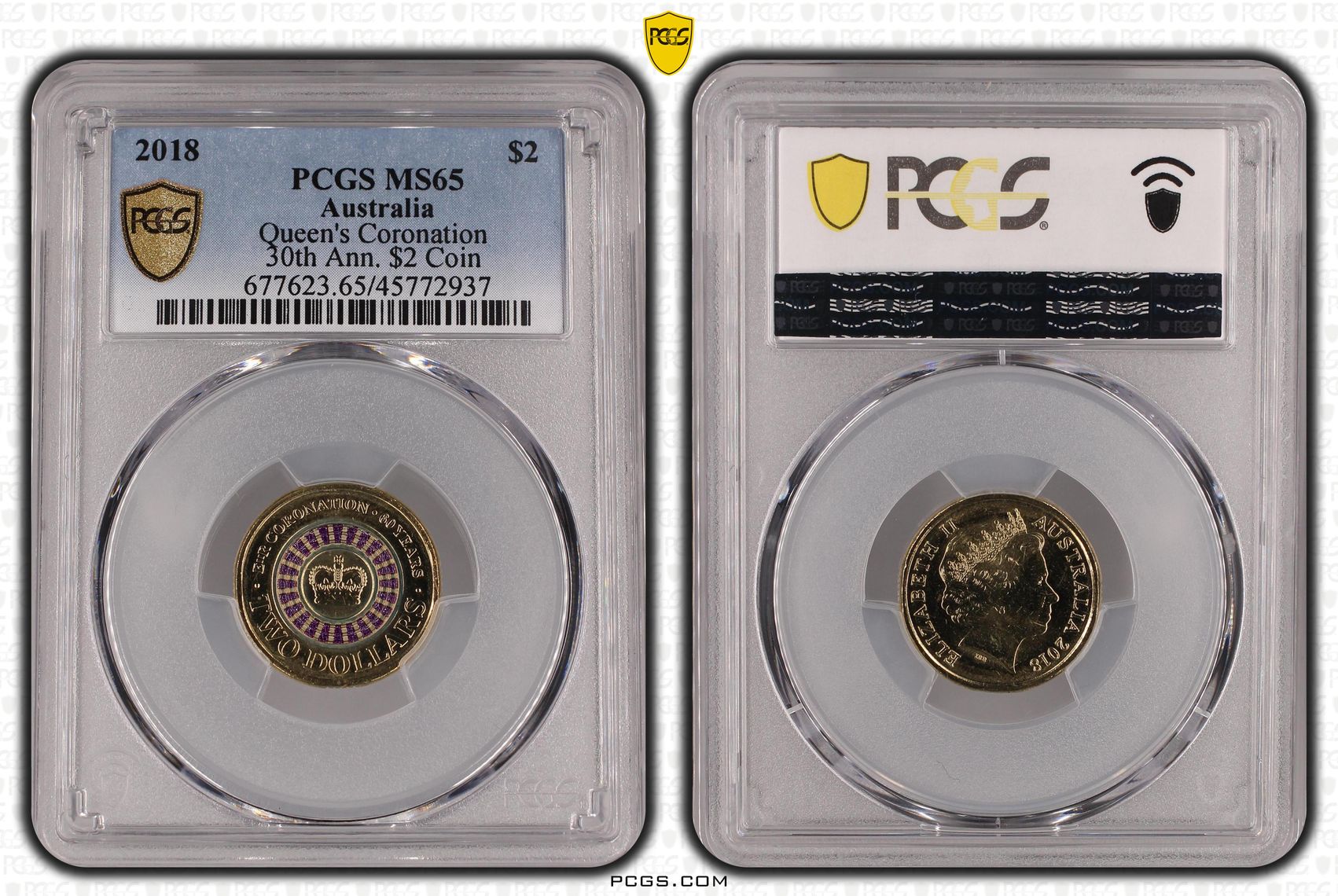 Elizabeth II, Queen's Coronation 30th Ann. $2 Coin, Two Dollar, 2018, PCGS MS 65