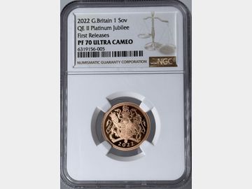 2022 ELIZABETH II PLATINUM JUBILEE PROOF GOLD SOVEREIGN PF70 UCAM TOP POP! FIRST RELEASES