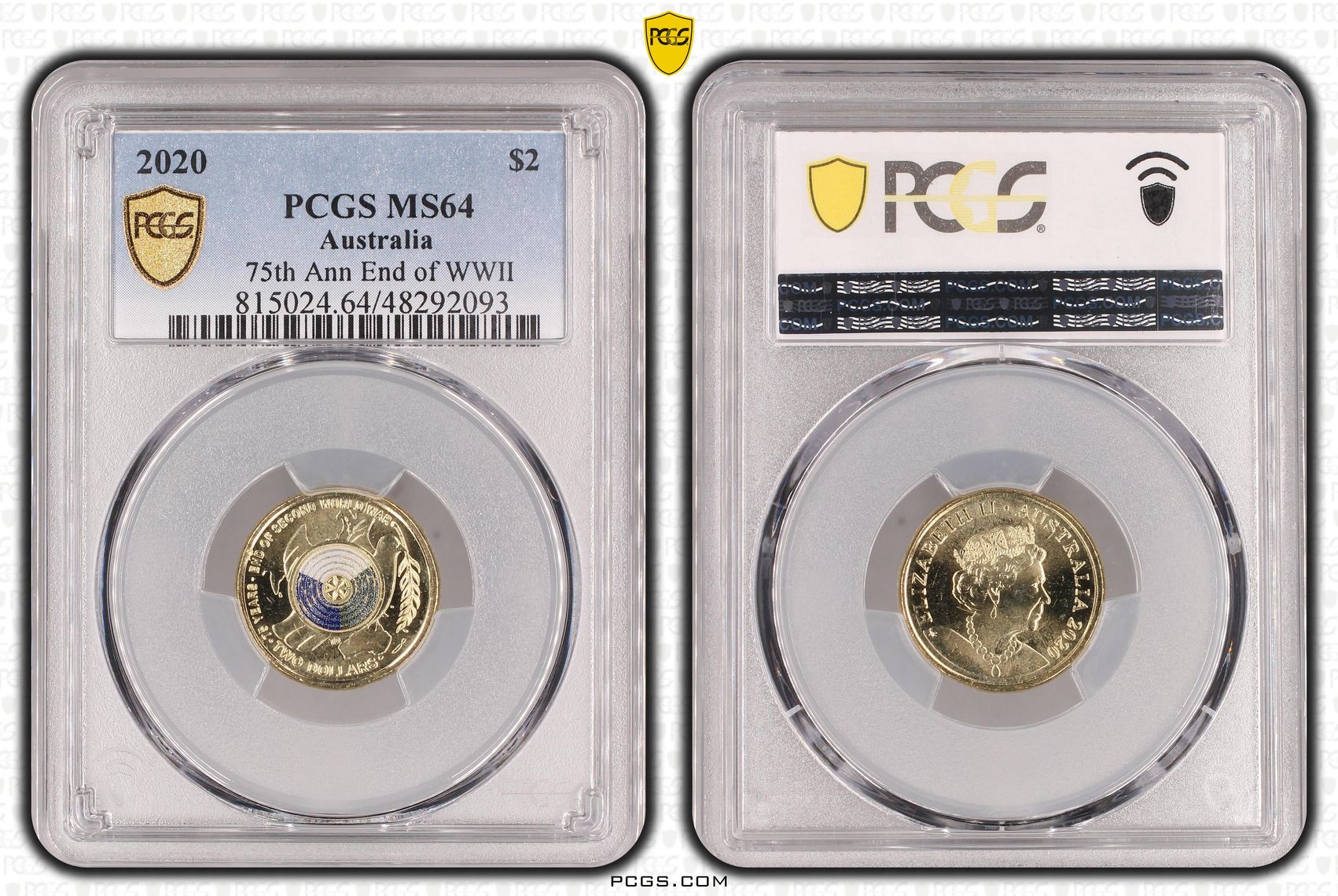 75th Ann End of WWII Colorized, Two Dollar, 2020, PCGS MS64