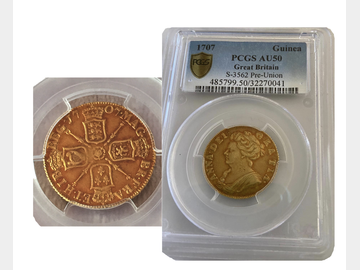 1707 QUEEN ANNE PRE-UNION GOLD GUINEA RARE