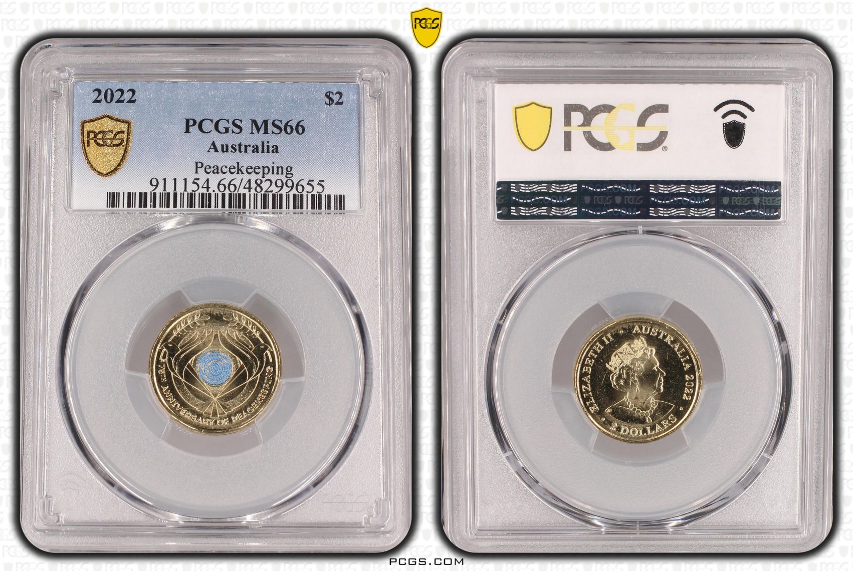 Peacekeeping - Colourised, Two Dollar, 2022, PCGS MS66