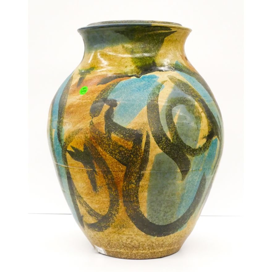 Pacific Stoneware Large Abstract Glazed Pottery Vase 19''x14''