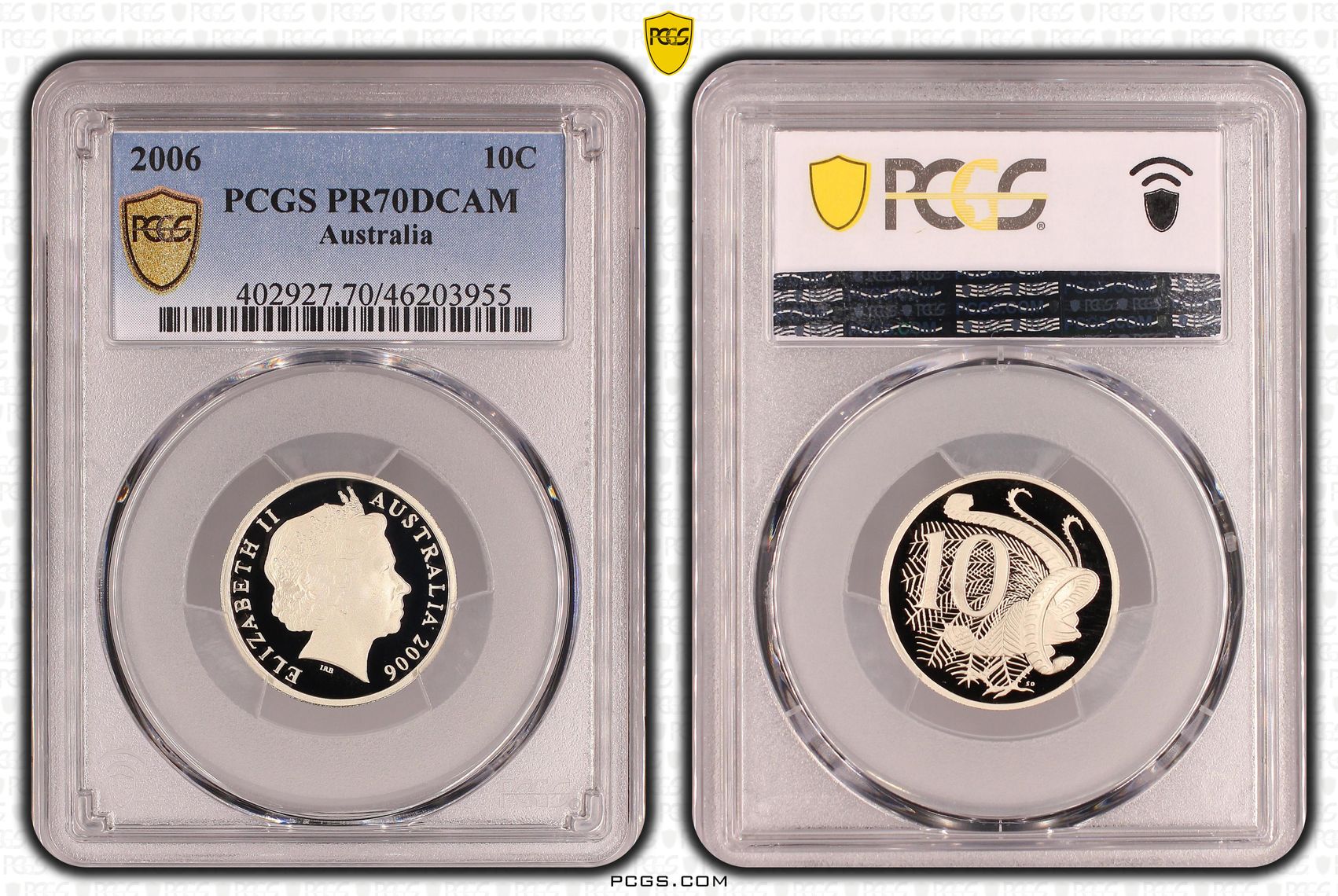 Elizabeth II, Ten Cent, 2006, PCGS PR70DCAM