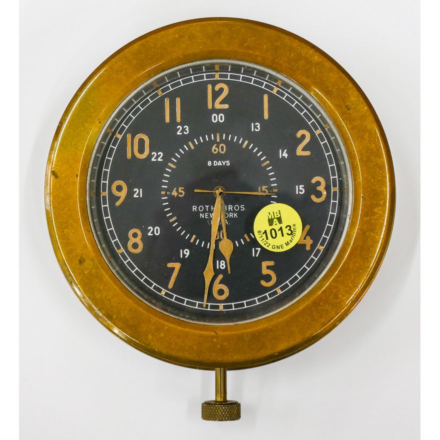 Vintage Roth Bros Brass Ship Clock - Measures 6''