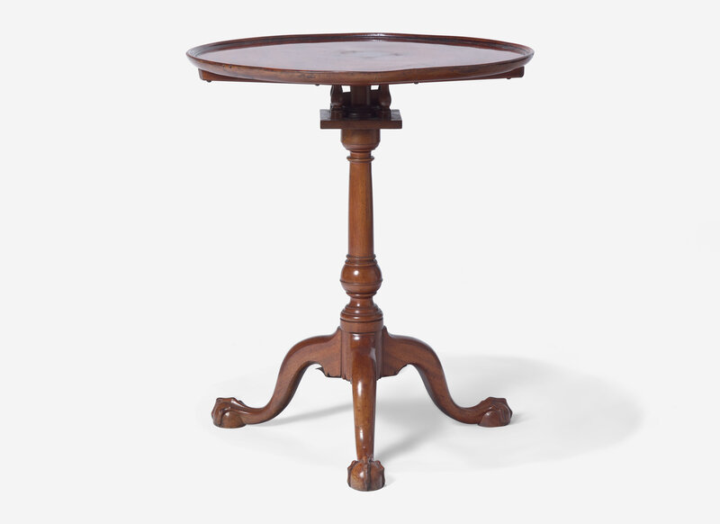 A Chippendale Mahogany Dished-Top Birdcage-Action Candlestand