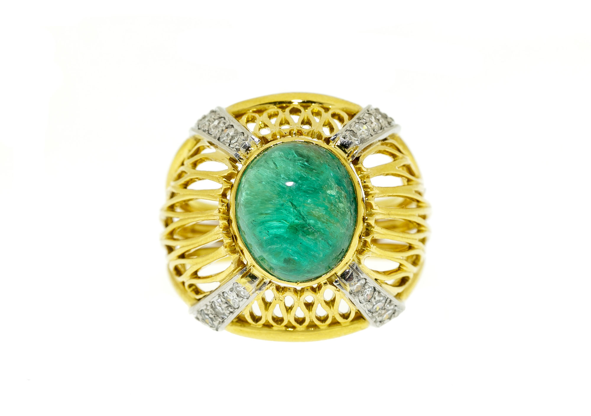 Bague Vintage Années 1970 En Métal Argenté Avec Cabochon D'agate Lignée Ambrée - Taille 63