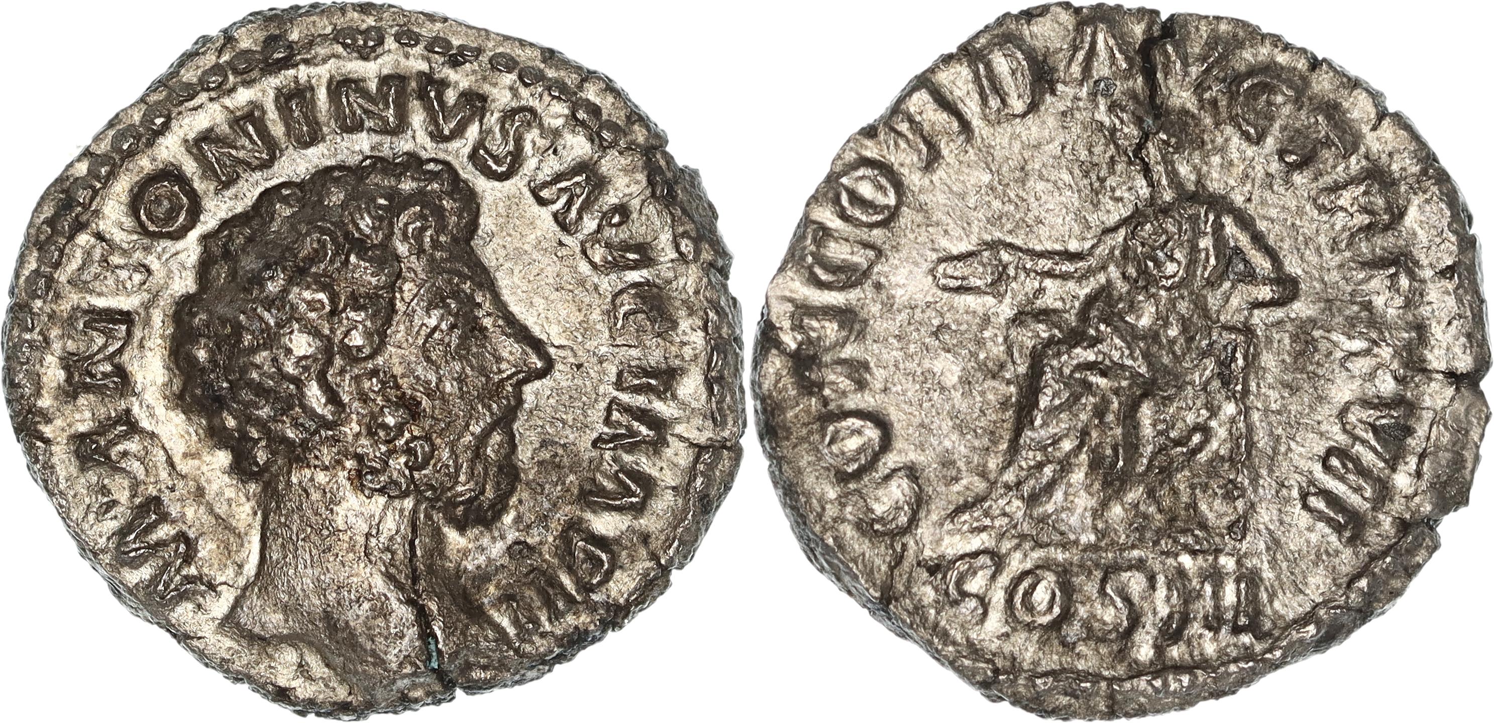 Roman Empire, Marcus Aurelius, Silver Denarius, 162-163 AD, gF-nVF