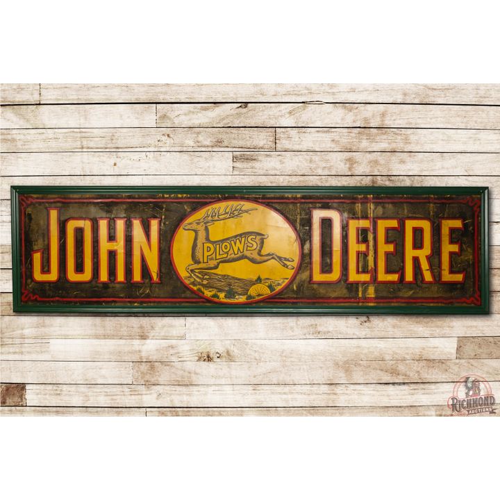 Rare 12' John Deere Plows 4 Legged Deer Single Sided Smaltz Metal Sign