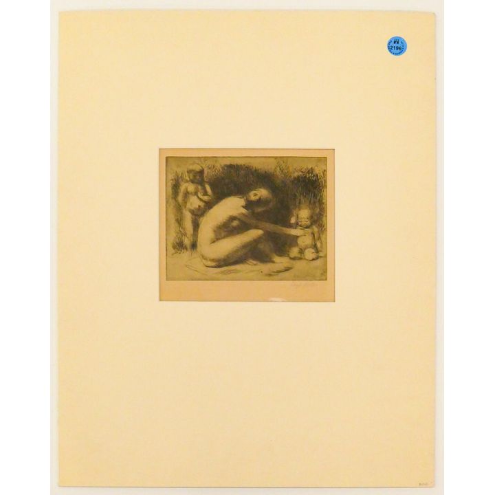 Kenneth Hayes Miller ''Mother and Children'' Etching Matted 18''x14''