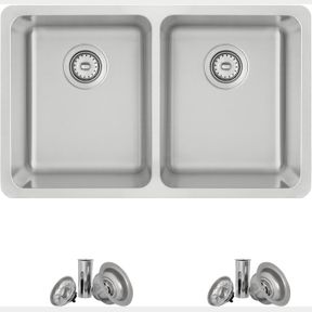 29 INCH STYLISH 29 X 18 INCH DROP IN OR UNDERMOUNT KITCHEN SINK 8 INCHES DEEP AND 30MM RADIUS CORNERS 18G STAINLESS STEEL DOUBLE B