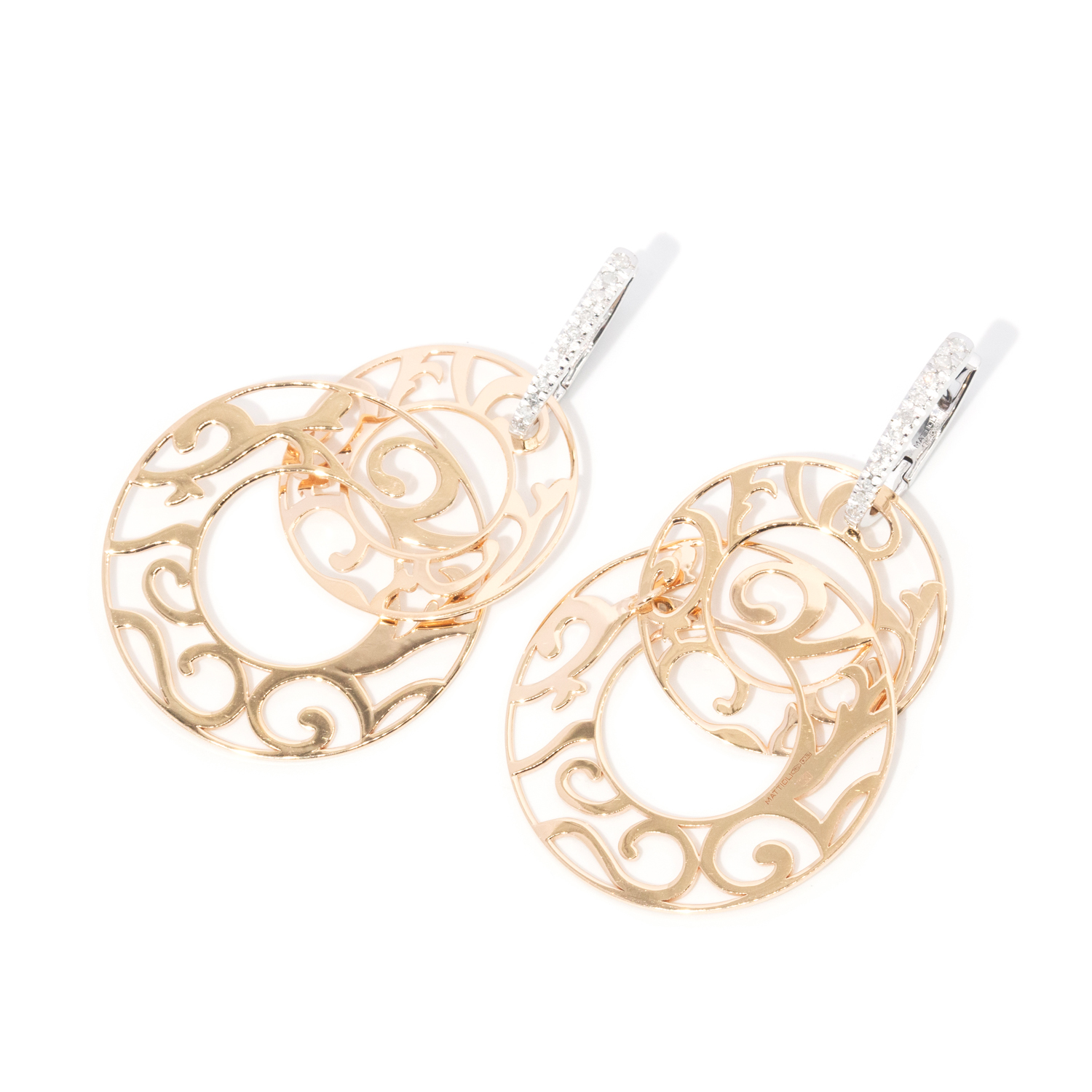 103 · 18ct Rose and White Gold Diamond Earrings