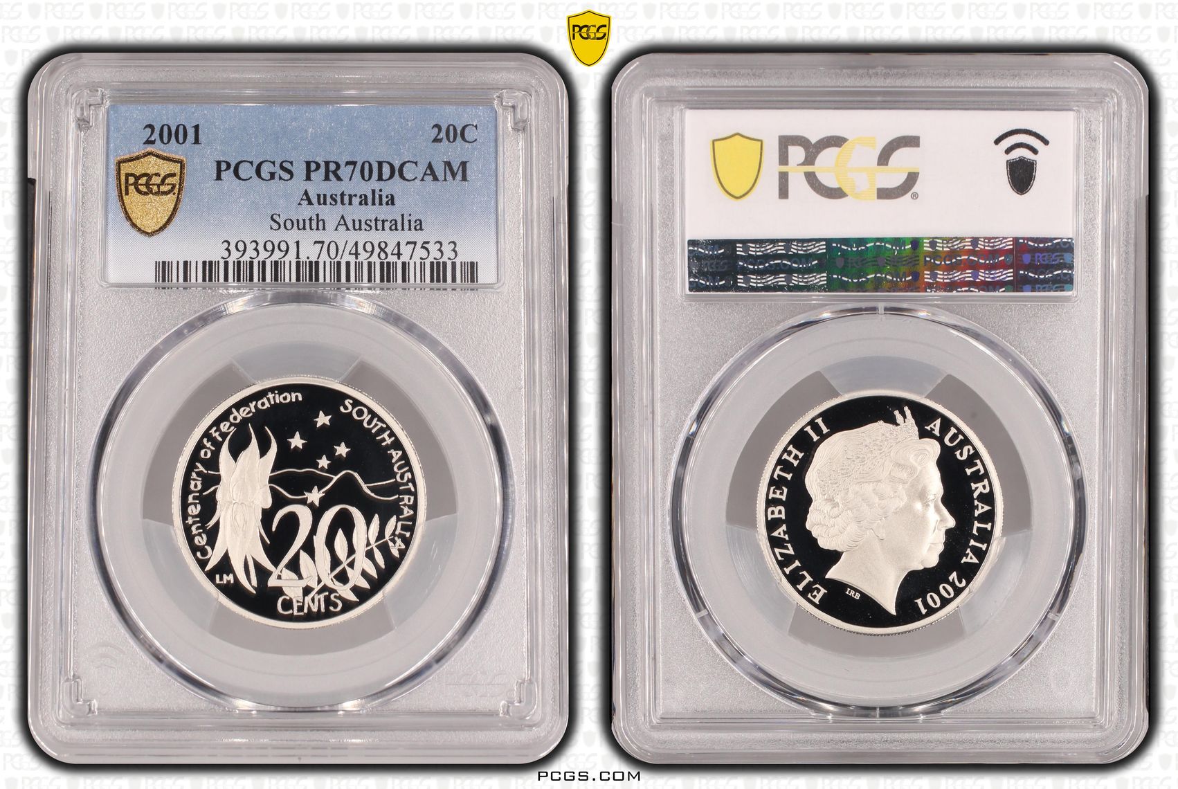 South Australia, Twenty Cent, 2001, PCGS PR70DCAM