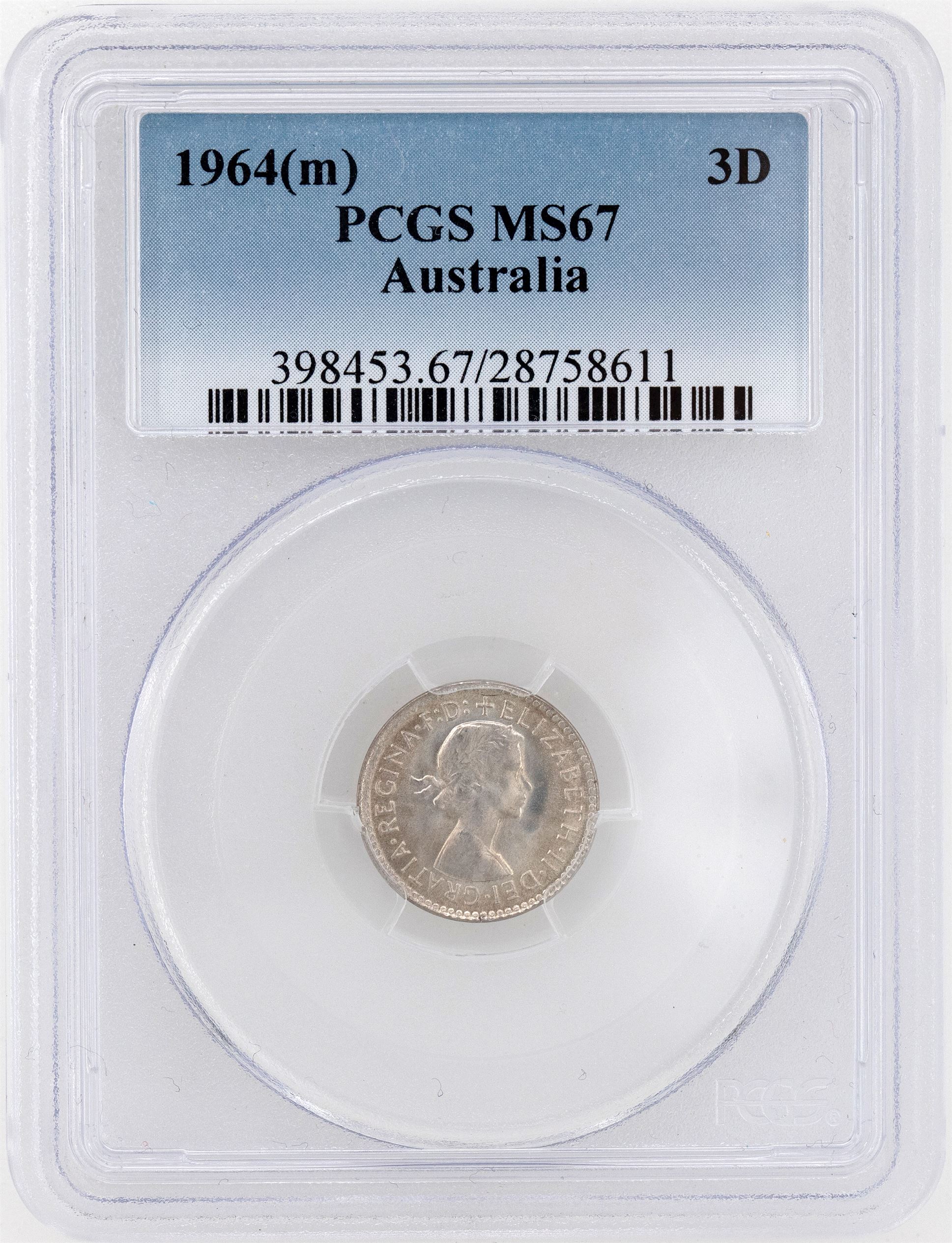 1964(m) Australia Threepence PCGS - MS67 -611