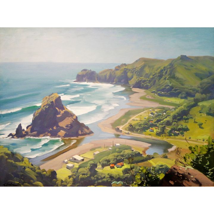 Ernest Buckmaster, Untitled - View of Piha Beach