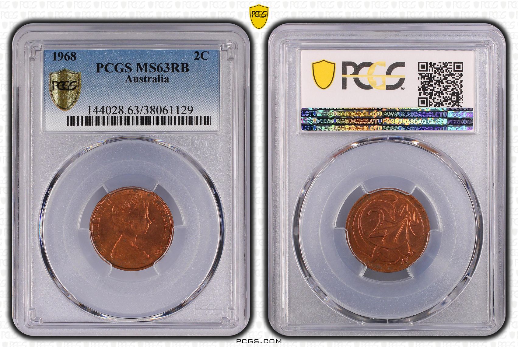 Two Cent, 1968, PCGS MS63RB
