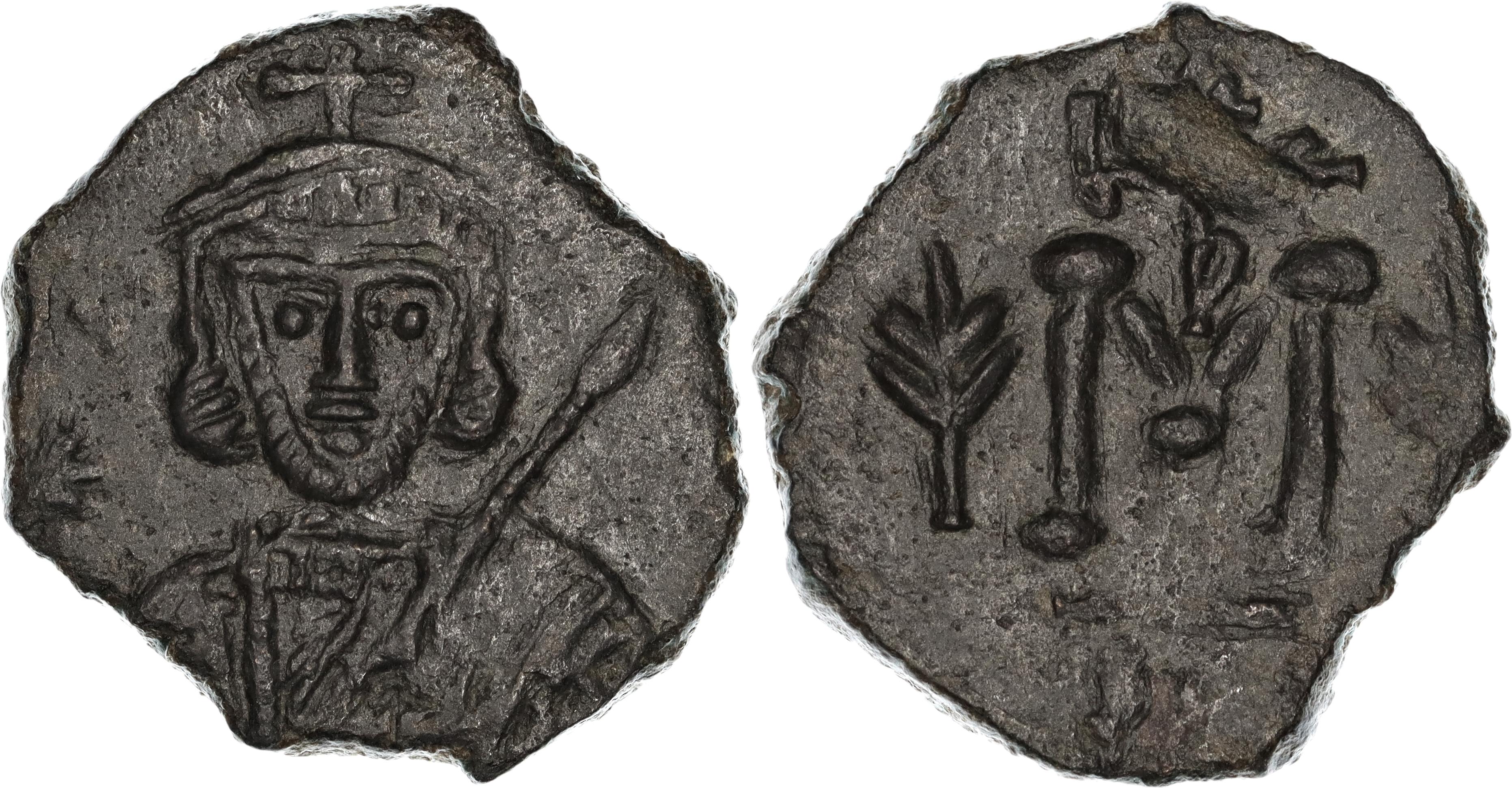 Byzantine Empire, Tiberius III Apsimar, Æ Follis, 698-705 AD, nVF-VF