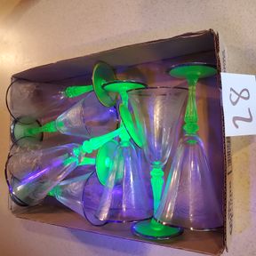 Uranium and Sterling Silver Etched Fancy Stemware