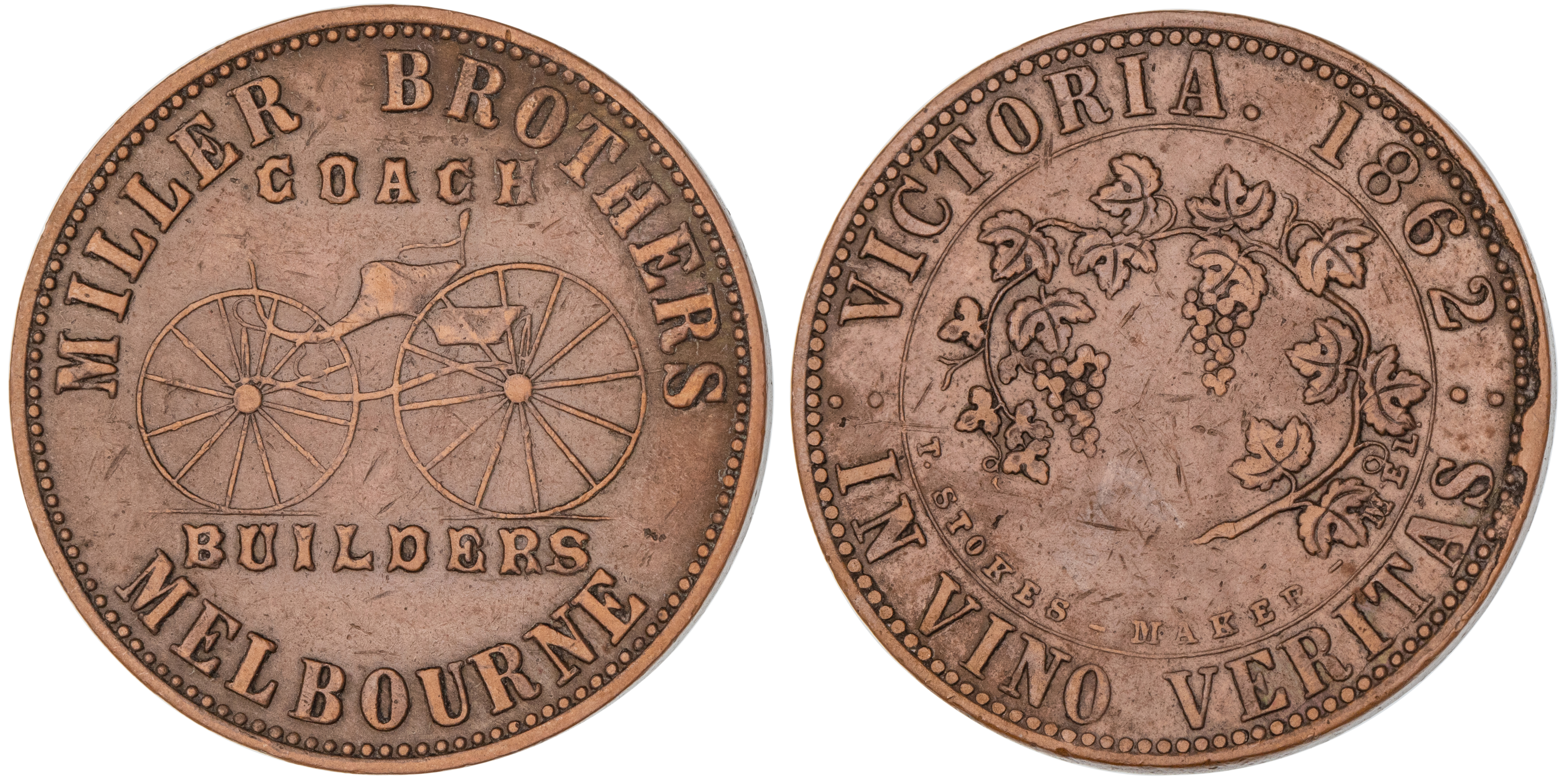 Melbourne, Victoria, Miller Brothers, Penny, 1862, VF